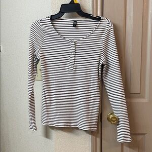 Striped Black and White Women's Top